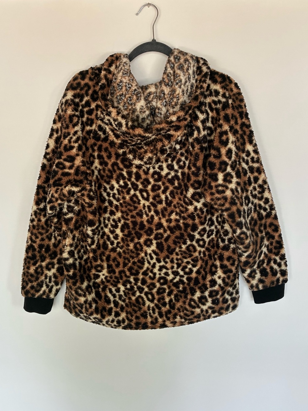 Victoria’s Secret PINK Leopard Sherpa Fleece Half Zip Hoodie Medium - Picture 2 of 4